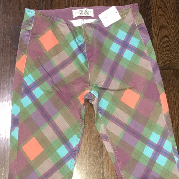 NWOT Free People Penny Pull On Plaid Tartan Flares Jeans Z571 - Picture 5 of 6